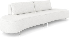 Sofá Bipartido Sala de Estar Jamaica 320cm Curvo Pés Alumínio Bouclê Branco G52 - Gran Belo