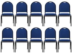 Kit 10 Cadeiras Hoteleiras Auditório Empilhável Linho Z33 Azul - Mpoze
