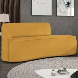 Sofá 3 Lugares Para Sala 180cm Orgânico Wendi Boucle Mostarda I01  - M