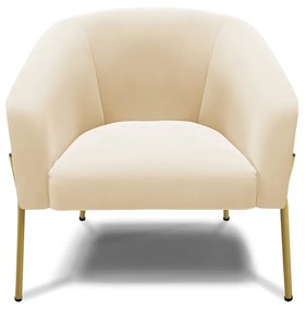 Poltrona Decorativa Pé de Ferro Dourado Stella Suede D03 - D'Rossi - Bege