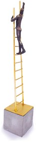 Escultura Decorativa Homem Escada em Poliresina Preto/Dourado 46,5 cm F04 - D'Rossi