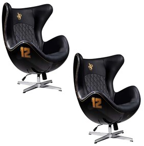 Kit 2 Poltronas Decorativas Egg Chair Lotus nº 12 Preta G53 - Gran Belo