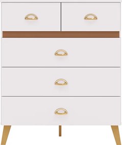 Cômoda Quarto 91cm com 5 Gavetas Isadora Flex Branco/Camarim V01 - D'Rossi