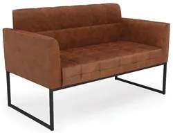 Sofá Namoradeira e 2 Poltronas Base Industrial Preto Ana Sintético PU
