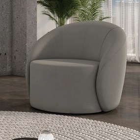 Poltrona Decorativa Orgânica Giratória Lua Suede D03 - D'Rossi - Grafite