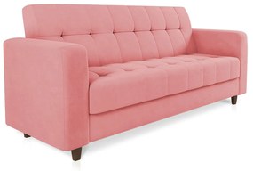Sofá 03 Lugares Arezzo Suede Rosê Pés Chanfrado Tabaco - D'Rossi