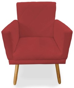 Poltrona Decorativa Lívia Pés Palito Suede Vermelho - Sheep Estofados - Vermelho