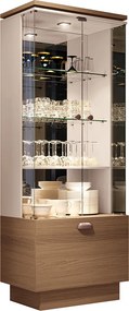 Cristaleira Decorativa Peggy com LED Nicho Adega Portas de Vidro Castanho/Off White G26 - Gran Belo