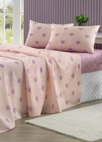 Jogo de Cama 150 Fios Coração King 4 Peças