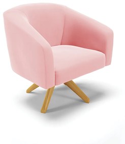 Poltrona Decorativa Giratória MA30 Stella Suede Rosa Bebê D03 - D'Rossi