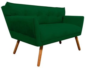 Kit 1 Namoradeira 2 Lugares e 1 Poltrona Anitta Suede Pés Palito Castanho - D'Rossi - Verde