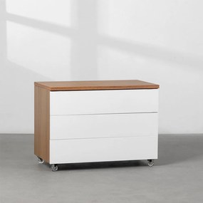Módulo Contemporâneo 3 gavetas - Louro Freijó e Branco - 85cm