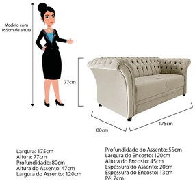 Namoradeira Chesterfield Sofia Corano Bege- ADJ Decor