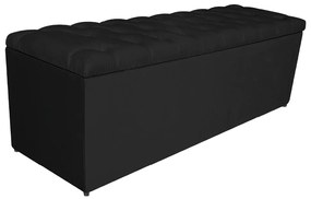 Calçadeira Estofada Liverpool 160 cm Queen Size Suede Preto - ADJ Decor