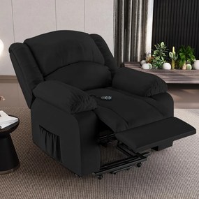 Poltrona do Papai Reclinável Sala de Cinema Madrid Elevação Lift Elétrico PU Preto G23