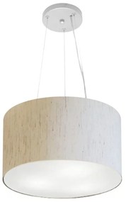 Lustre Pendente Cilíndrico Md-4009 Cúpula em Tecido 40x21cm Linho Bege - Bivolt