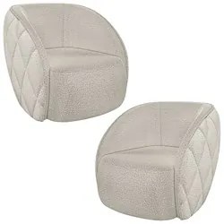 Kit 2 Poltronas Decorativa para Sala 90cm Tressê Zion M22 Boucle Branc