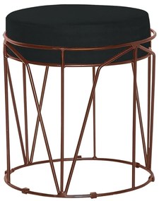Puff Decorativo Sala de Estar Base Bronze Chloe Suede Preto G41 - Gran Belo
