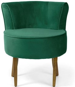 Poltrona Decorativa Sala de Estar Base de Madeira Ayla Veludo Verde G15 - Gran Belo