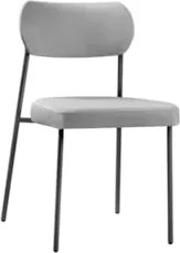 Cadeira Jantar Estofada Pé Metal Preto Lavy Linho Cinza S08 - Mpozenat