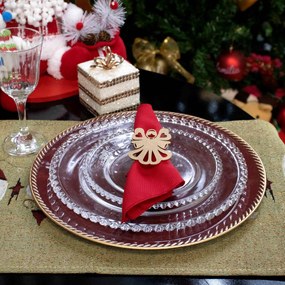 Sousplat de Plástico Vermelho e Dourado 33 cm - D'Rossi