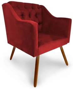 Kit 2 Poltronas Decorativas Capitonê Amanda Retrô Vermelho - Loja Sheep - Vermelho