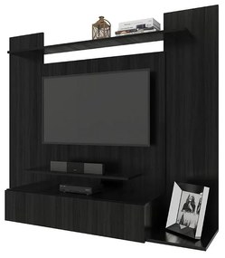 Painel Para TV Até 50" 1 Gaveta 4 Prateleiras Premium Preto