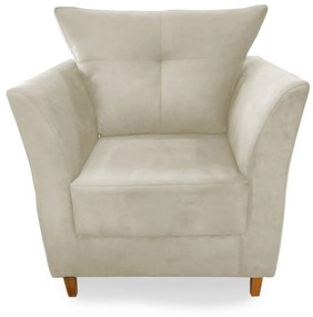 Poltrona Decorativa Isis Pés Madeira Suede Bege - Sheep Estofados