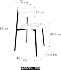 Cadeira de Jantar Estofada Fixa Nyka M25 Linho Grafite/Preto - Mpozena