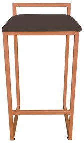 Conjunto 02 Banqueta Alta Industrial Pietra Suede Marrom Base Cobre D'Rossi