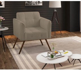 Poltrona Decorativa Bia Couro Bege 66 G58 - Gran Belo