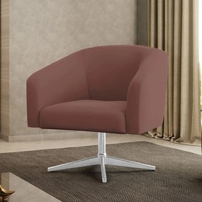 Poltrona Decorativa Giratória Cromada Stella Veludo D03 - D'Rossi - Rose
