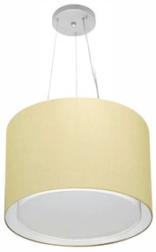 Lustre Pendente Cilíndrico Duplo Md-4304 Cúpula em Tecido 40x30cm Algodão Crú - Bivolt