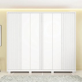Guarda Roupa Casal 268cm Bravus 6 Portas de Bater com 4 Gavetas MDP Branco G11 - Gran Belo