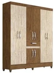 Guarda Roupa Casal Portugal 8 Portas Castanho/Avelã Wood - Moval