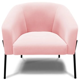 Poltrona Decorativa Pé de Ferro Preto Stella Suede D03 - D'Rossi - Rosa Bebê