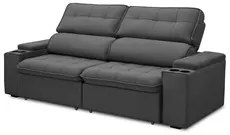 Sofá Retrátil Reclinável 3 Lugares 250cm Ginevra F05 Veludo Grafite -