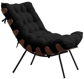Poltrona Decorativa Sala de Estar Abel Base de Madeira Preto Veludo Preto G41 - Gran Belo