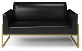 Sofá Namoradeira Base Industrial Alta Dourado Marisa Corano D03 - D'Rossi - Preto