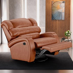 Poltrona do Papai Sala de Cinema Reclinável Kylie Glider Manual Giratória Massagem USB PU Caramelo Brilho G23