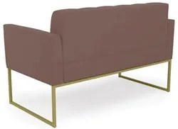 Sofá Namoradeira Base Industrial Dourado Ana Veludo Rose - Ibiza