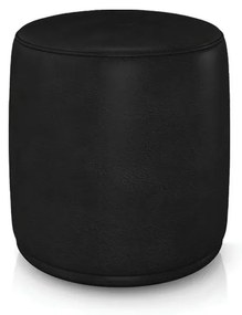 Puff Redondo Orgânico para Sala Malu Sintético PU M11 - D'Rossi - Preto