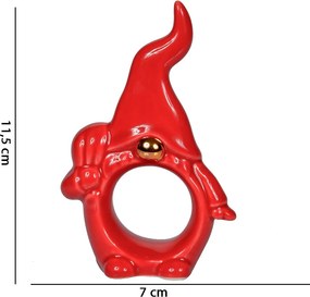 Porta Guardanapo Papai Noel Cerâmica Vermelho 11,5x7cm - D'Rossi