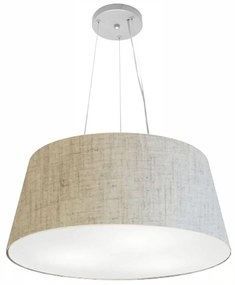 Lustre Pendente Cone Md-4062 Cúpula em Tecido 25/60x50cm Rustico Bege - Bivolt