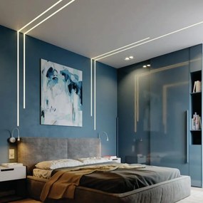 Perfil Embutir Para Fita Led Garbo 200Cm 3,4X200X1,7Cm | Usina 30030/2... (BT - Branco Texturizado)