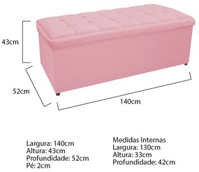 Calçadeira Copenhague 140 cm Casal Suede Rosa Bebê - ADJ Decor