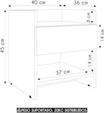 Mesa de Cabeceira 40cm com 1 Gaveta Freyr Mel/Arenas F10 - Mpozenato