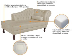 Recamier Diana 185cm Lado Esquerdo Corano Bege - ADJ Decor