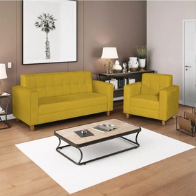 Kit Sofá 2 Lugares e Poltrona Denver Suede - ADJ Decor