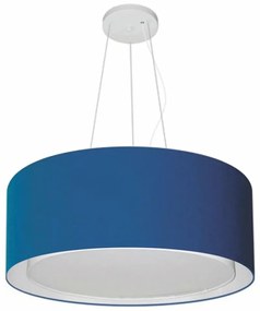 Lustre Pendente Cilíndrico Duplo Md-4124 Cúpula em Tecido 50x25cm Azul Marinho - Bivolt